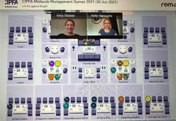 Screenshot of CIPFA Midlands Sixth Form Games 2021